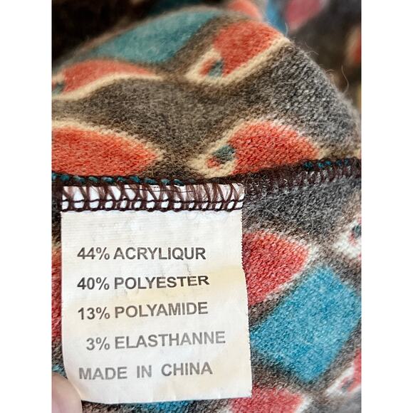 Cathaya Boho Brown Graphic Stretch Knit Tunic Women's Size L Wood Accent Fall - Picture 5 of 7